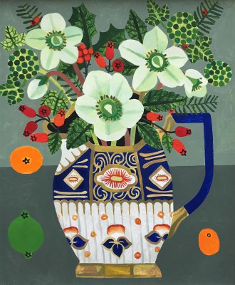 VANESSA BOWMAN - white hellebore and rosehips